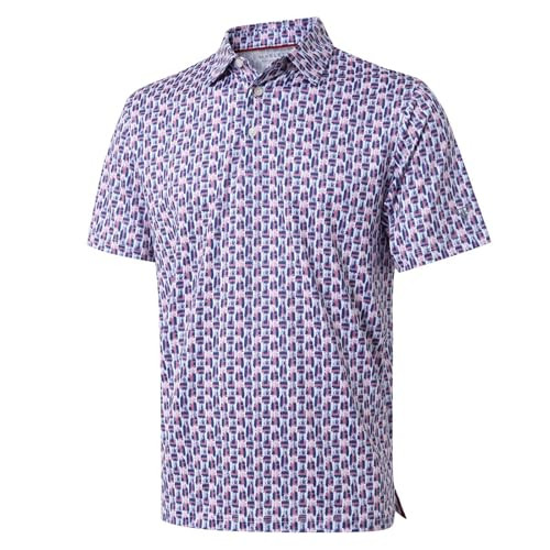 Golf Shirts for Men Dry Fit Short Sleeve Print Performance Moisture Wicking Polo Shirt | Amazon (US)