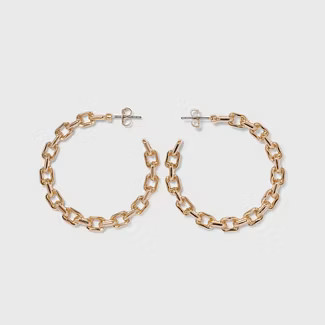Gold Frozen Chain Hoop Earrings - A New Day™ Gold | Target