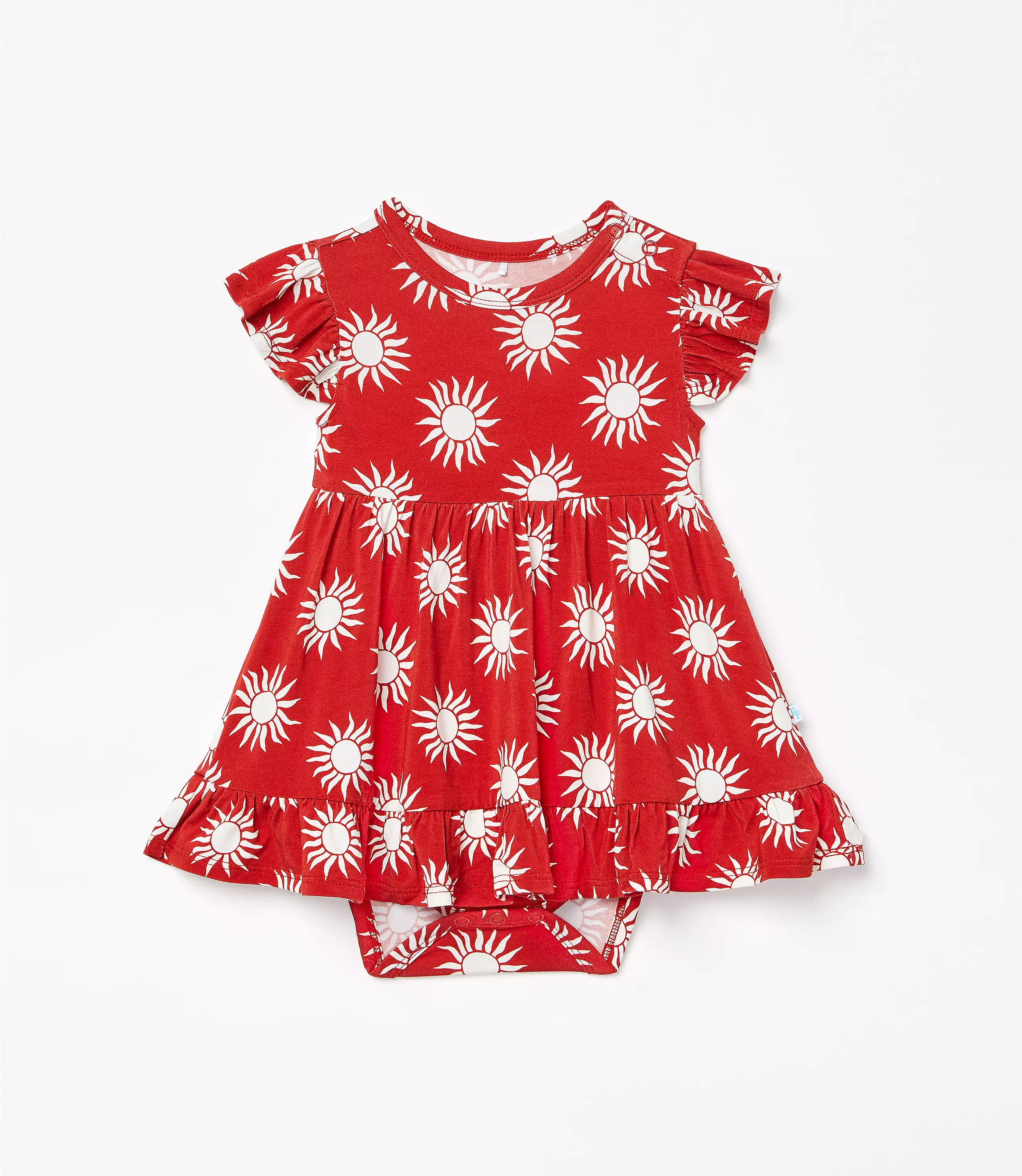 Posh Peanut X LOFT Sunny Cap Sleeve Ruffled Twirl Bodysuit Dress | LOFT