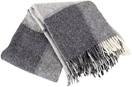 ICEWEAR Ylur 100% Wool Icelandic Plaid Knit Design Outdoor Throw Blanket Grey | Amazon (US)