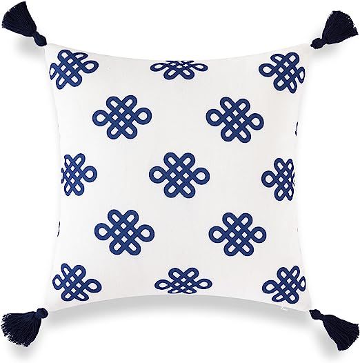 Hofdeco Coastal Patio Indoor Outdoor Lumbar Pillow Cover ONLY for Backyard, Couch, Sofa, Navy Gre... | Amazon (US)