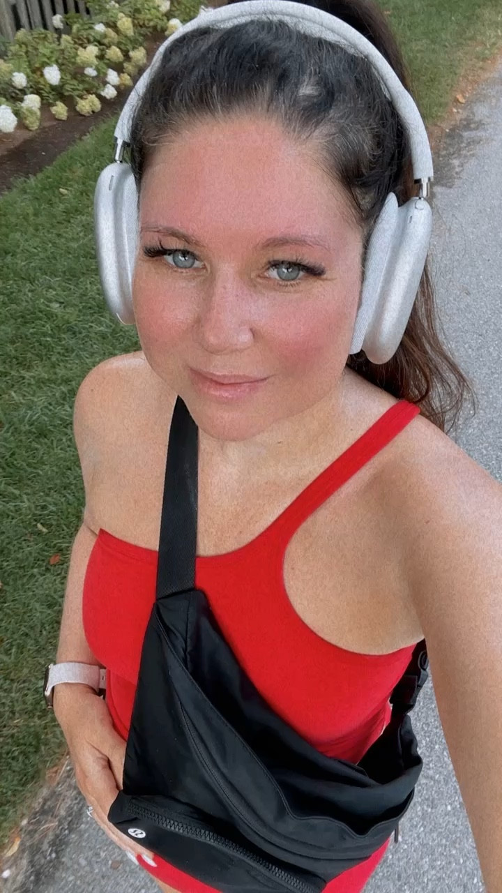 Red workout set, red biker shorts, red workout top, apple AirPods Max headphones, Lululemon belt bag, bump friendly workout set, maternity workout set

Wearing TTS medium in top, sized up in bike shorts for bump to a medium

#LTKbump #LTKSeasonal #LTKfitness