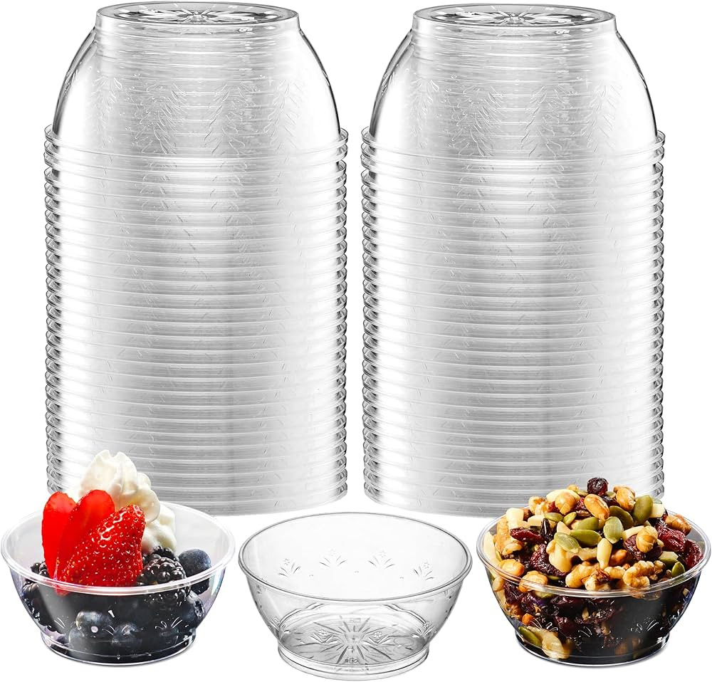 Clear Mini Plastic Bowls - (Bulk 50 Pack) 6 Oz Disposable Premium Hard Plastic Dessert Bowls for ... | Amazon (US)