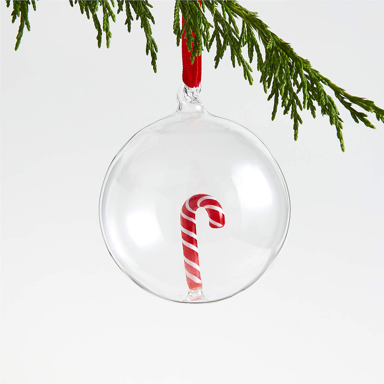 Glass Candy Cane Christmas Tree Ornament + Reviews | Crate & Barrel | Crate & Barrel