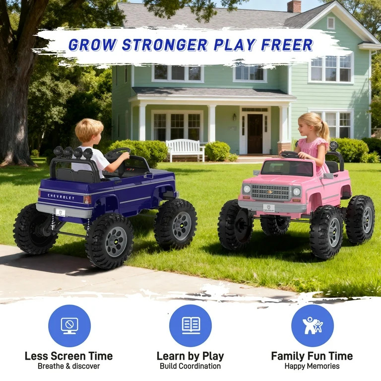 24V 2 Seater Ride on Cars, Licensed Chevrolet Cheyenne Powered Ride on Toys Truck with Remote Con... | Walmart (US)
