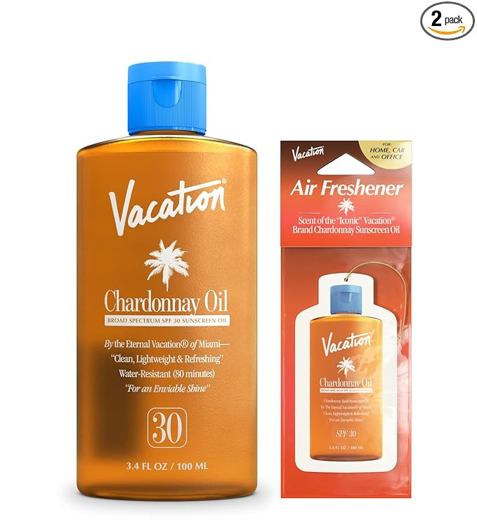 Vacation Chardonnay Oil SPF 30 & Air Freshener Bundle, Hydrating & Nourishing, Lightweight, Trans... | Amazon (US)