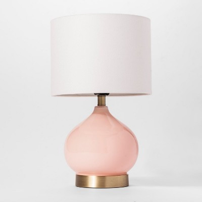 Glass Table Lamp (Includes LED Light Bulb) - Pink - Cloud Island™: Metal, Drum Shade, Socket Turn Knob Rotary Switch | Target
