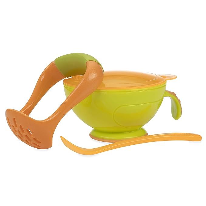 Nuby Garden Fresh Mash N' Feed Bowl with Spoon and Food Masher (Green/Orange) | Amazon (US)