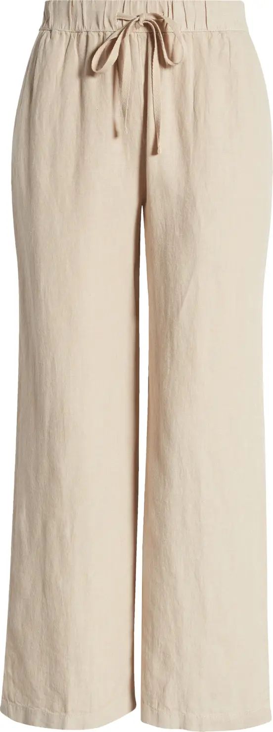 Drawstring Straight Leg Linen Pants | Nordstrom