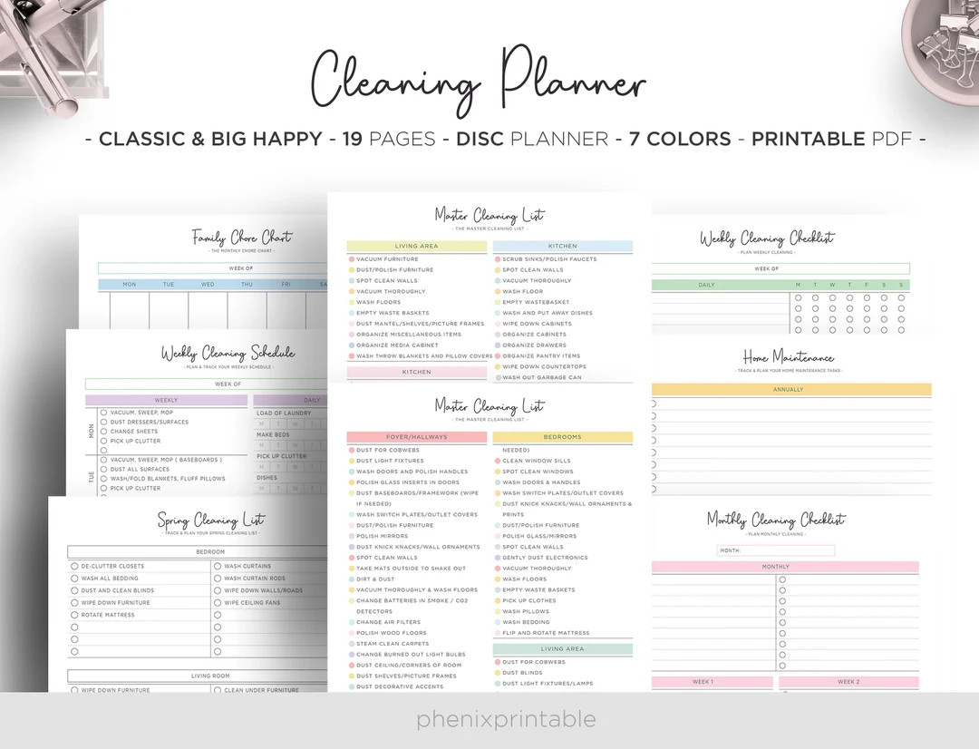 Master Cleaning Checklist Planner Zone Cleaning Planner Cleaning Schedule Chore List Mambi Classi... | Etsy (US)