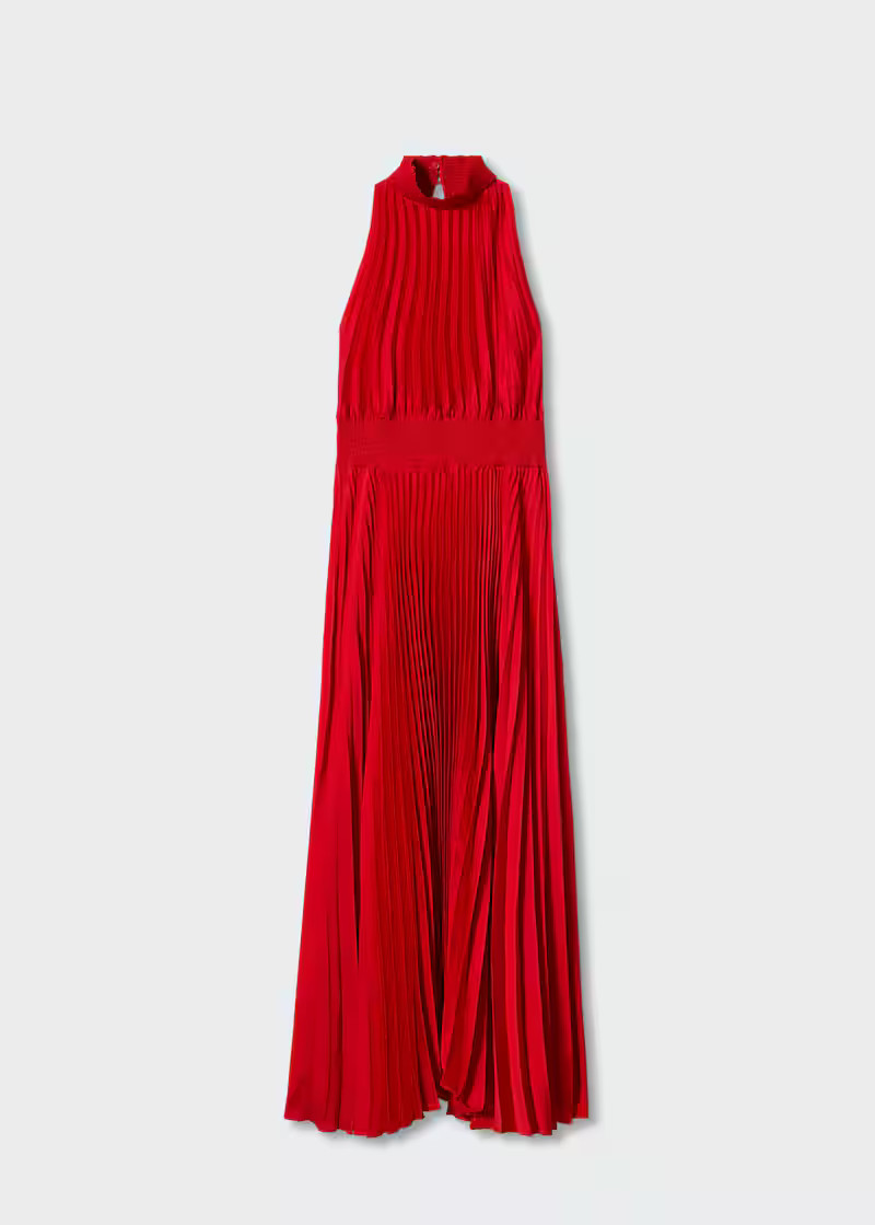 Pleated halter neck dress | MANGO (US)