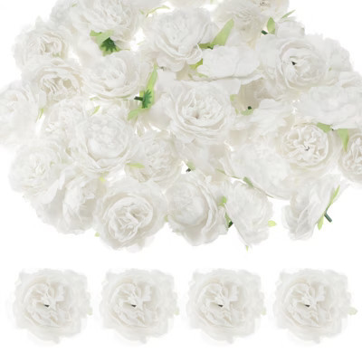 Unique Bargains Silk Artificial Peony Flower Heads Decorations White 40pcs | Target