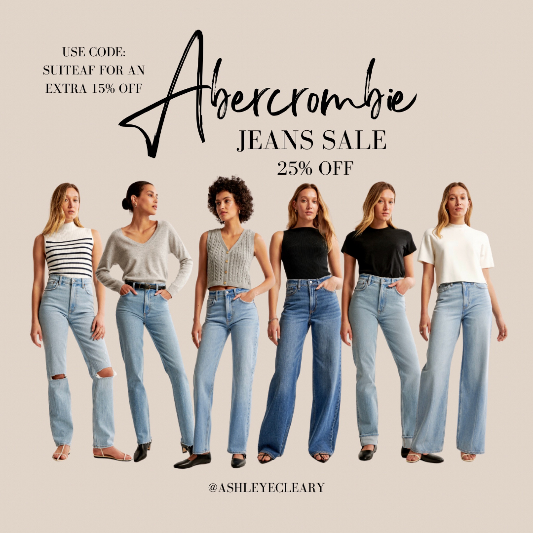 Abercrombie Jeans Sals! 25% off jeans and an extra 15% off when you use code SUITEAF

#LTKsalealert #LTKMostLoved #LTKfindsunder100