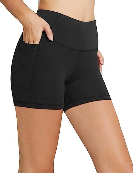 Women's 8" /5" /2" High Waist Workout Yoga Running Compression Exercise Shorts Side Pockets (Regu... | Amazon (US)