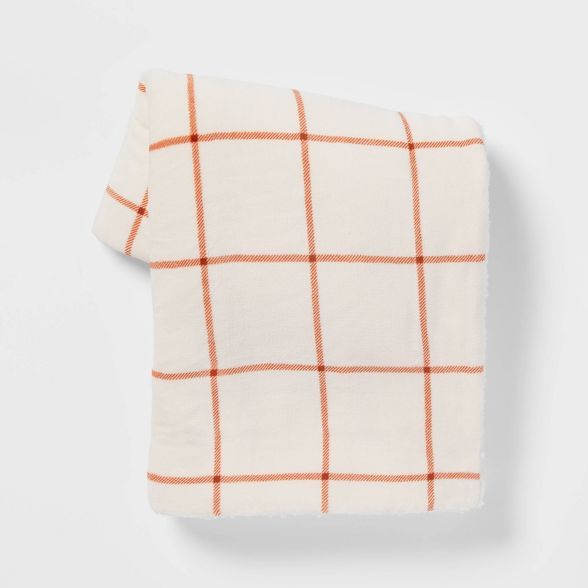 Windowpane Printed Plush Throw Blanket with Sherpa Reverse - Threshold™ | Target