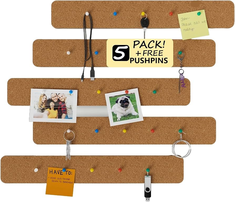 Cork Board Strips For Walls A Strong Adhesive Cork Board For Office 5 Cork Strips Bulletin Bar St... | Amazon (US)