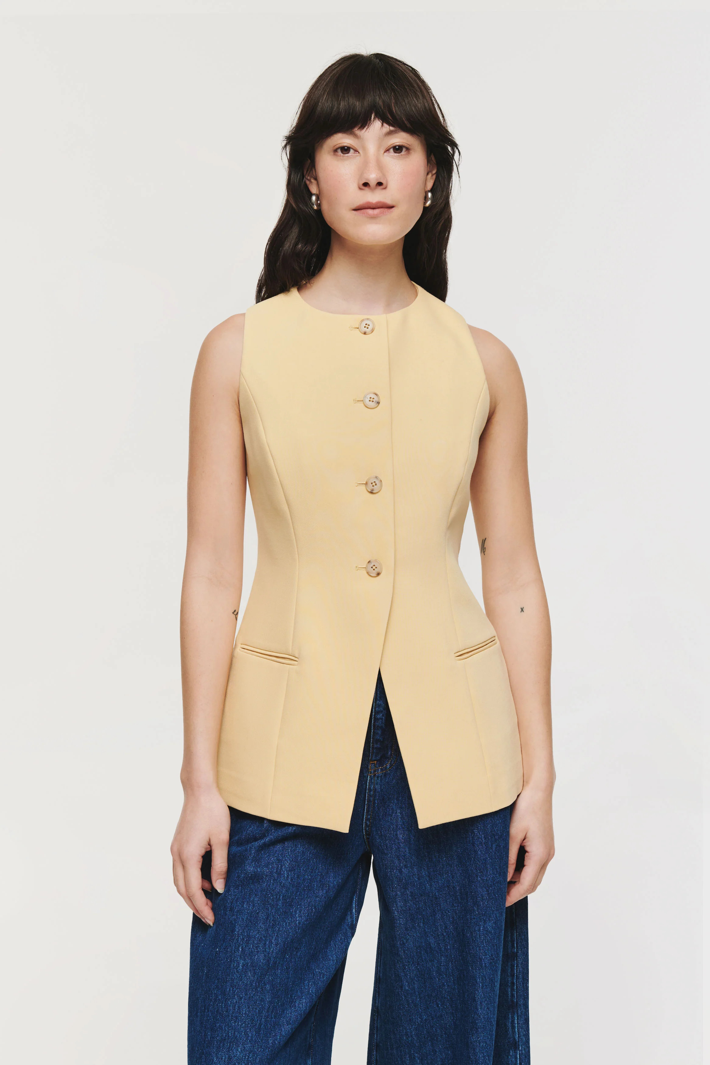 Leo | Long Waistcoat in Soft Yellow | ALIGNE | Aligne UK