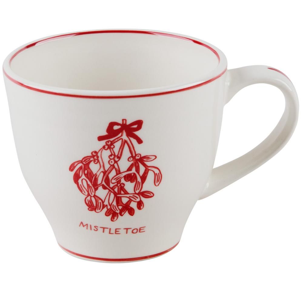 Molly Hatch 16 oz. Mistletoe Mug, White and Red | The Home Depot