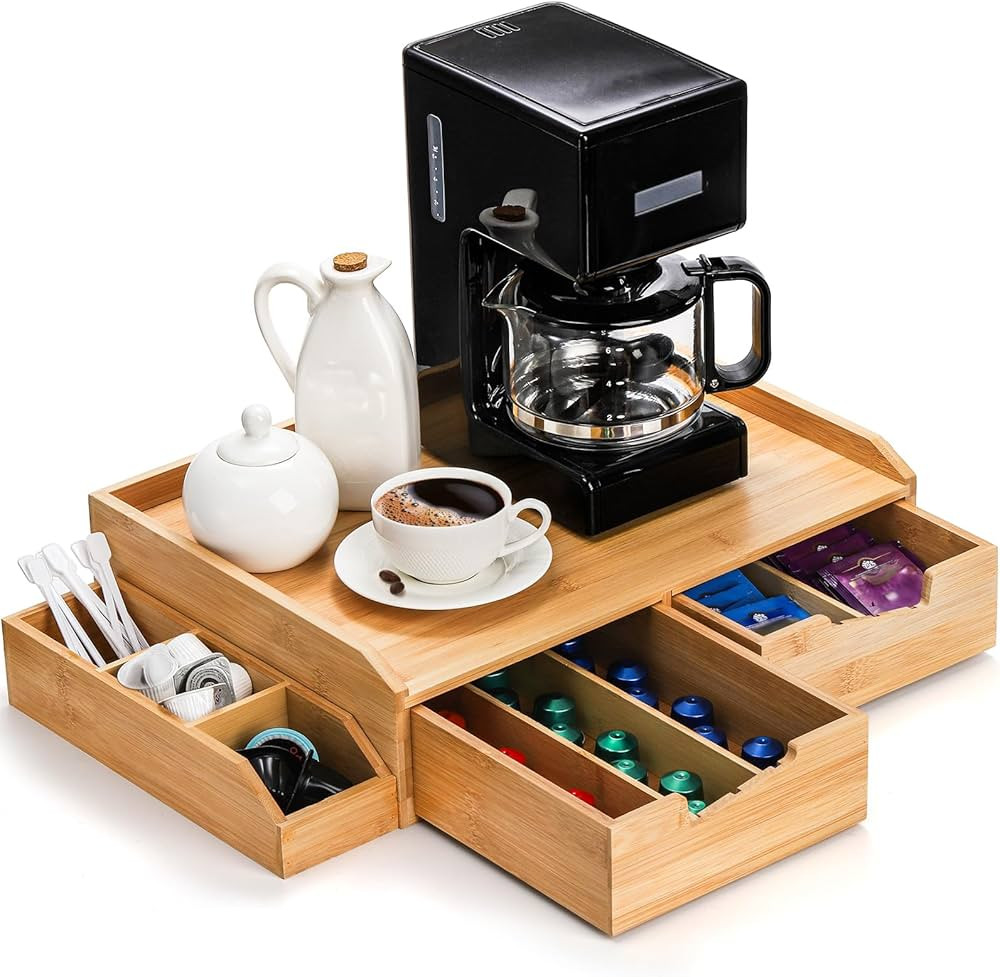 SOUJOY Bamboo Drawer Organizer for Coffee Pod, K Cup Organizer for Counter, Tea Bag Storage Organ... | Amazon (US)
