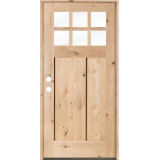 Krosswood Doors 36 in. x 80 in. Krosswood Craftsman Unfinished Rustic knotty alder Solid Wood Sin... | The Home Depot