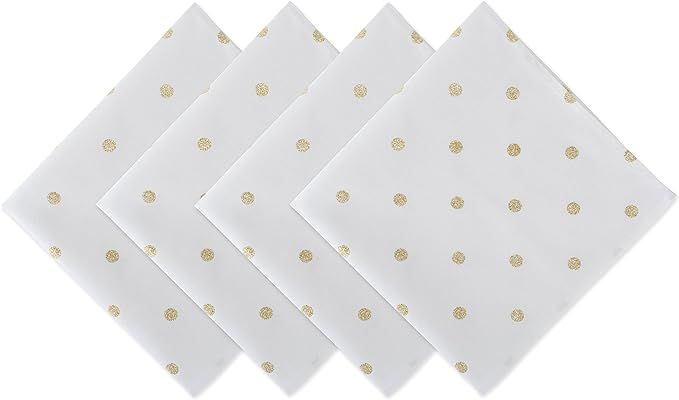 DII Polka Dot Kitchen Collection, Napkins, 18x18, Metallic White/Gold, 4 Piece | Amazon (US)