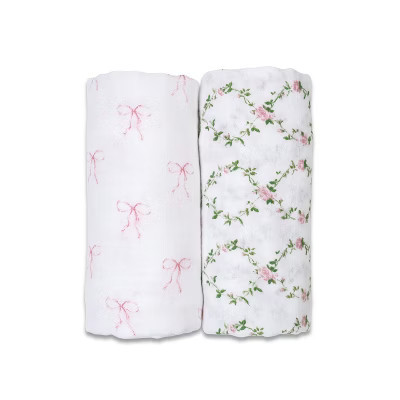 Cotton Swaddle 2 Pack Bows & Rose Trellis | Target
