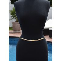 Thin Gold Belt, Omega Belt Leaf Buckle, Metal Cinch With Buckle | Etsy (US)