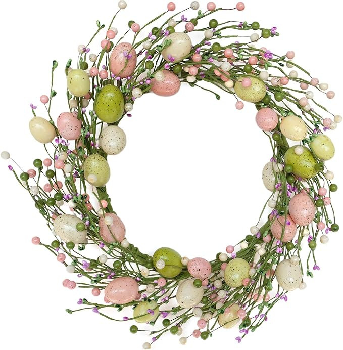 idyllic Easter Wreath with Colorful Eggs for Front Door Wall Decor Holiday Decoration 17" | Amazon (US)