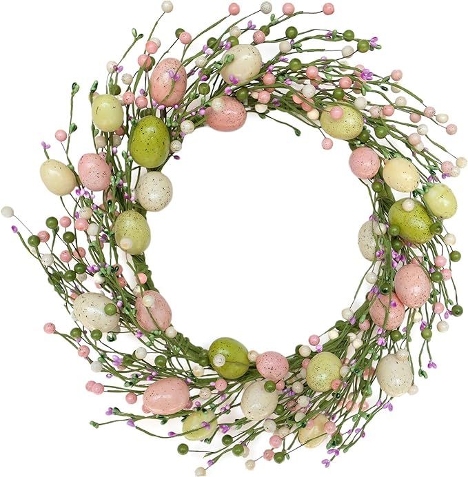 idyllic Easter Wreath with Colorful Eggs for Front Door Wall Decor Holiday Decoration 17" | Amazon (US)