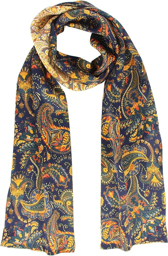 ANDANTINO 100% Silk Scarf for Women 59”*6.3” Long Shawls for Headscarf and Neck- Oblong Hair ... | Amazon (US)