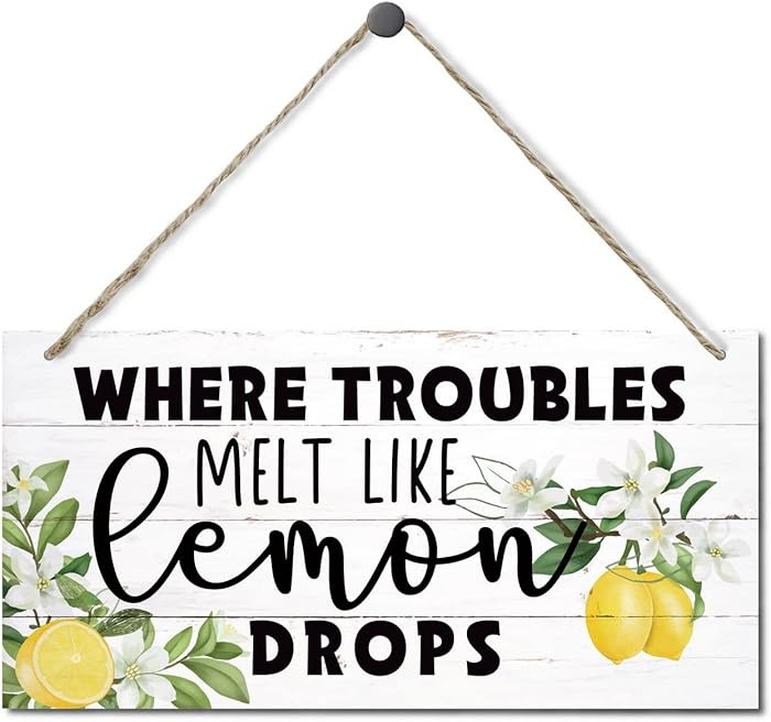 Lemon Sign, Where Troubles Melt Like Lemon Drops, Hanging Wood Sign, Printed Wall Art, Summer Dec... | Amazon (US)