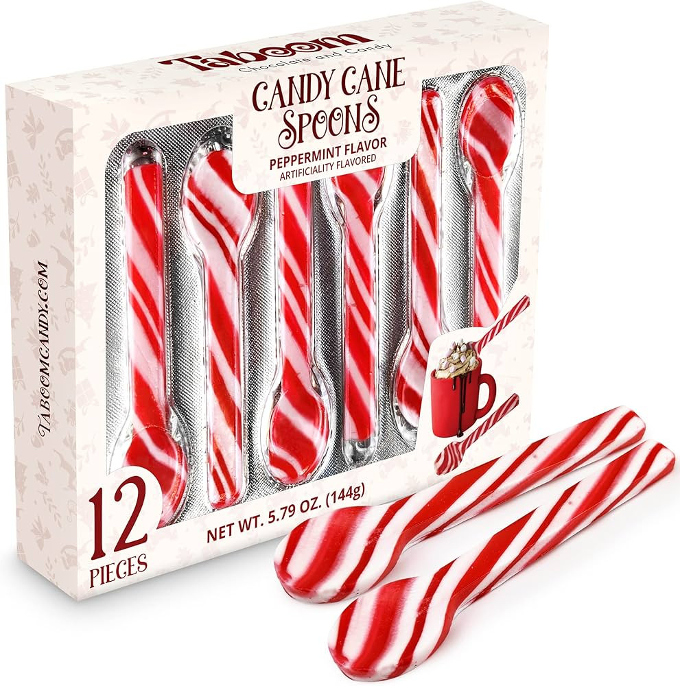 Taboom Peppermint Spoons – Pack of 12 Stunning Candy Cane Spoons – Perfect Christmas Candy ... | Amazon (US)