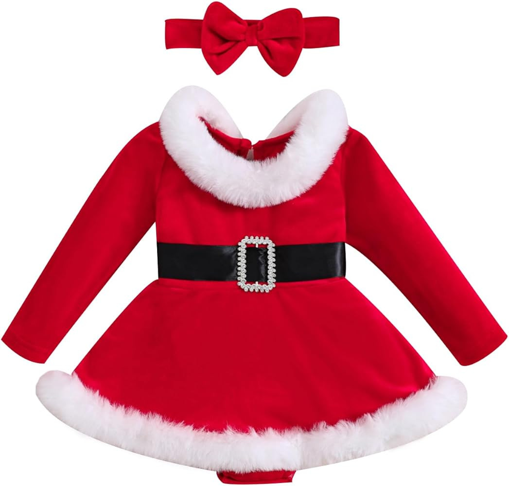 Toddler Baby Girl Christmas Dress Santa Claus Dress Princess Dress | Amazon (US)