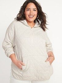 Quilted Half-Zip Tunic Hoodie for Women | Old Navy (US)