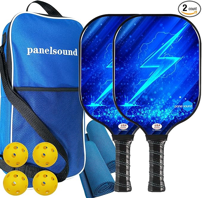 Panel Sound Pickleball Paddles, USAPA Approved Graphite Carbon Fiber/Fiberglass Pickleball Set of... | Amazon (US)