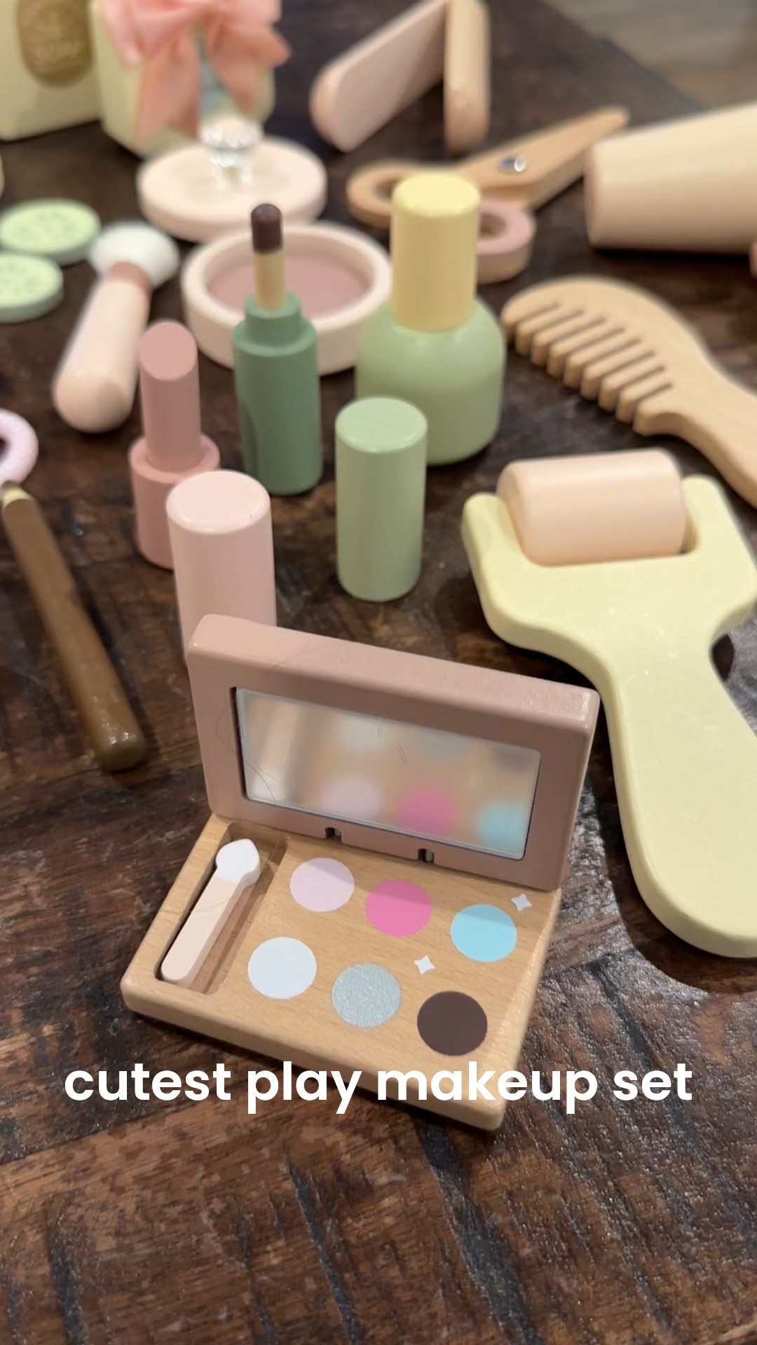 the cutest lil play makeup set💄💕

• made from quality wood 
• non-toxic water based paint 
• promotes imagination & fine motor skills 
• simulated operation with working pumps and applicators 
• comes with a bag for easy storage 

follow me on Instagram @taylorleeroberts for more girl mom things 🎀

#LTKMens