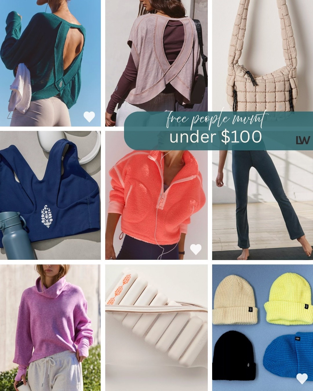 Under $100 free people mvmt picks! That pink funnel neck top was just added to my cart for my daughter. Adorable! 