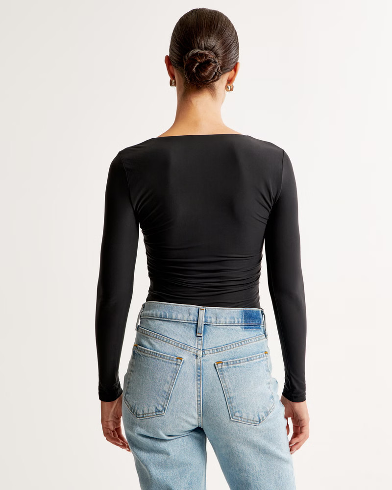Soft Matte Seamless Long-Sleeve Tuckable Squareneck Top | Abercrombie & Fitch (US)