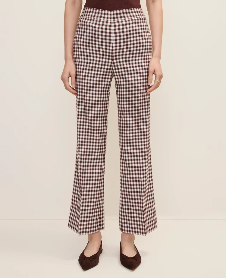 The Gingham Side Zip Flare Pant — Curvy Fit | Ann Taylor