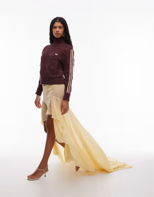 ASOS DESIGN chiffon maxi skirt with ruffles and high-low hem in buttermilk | ASOS (Global)