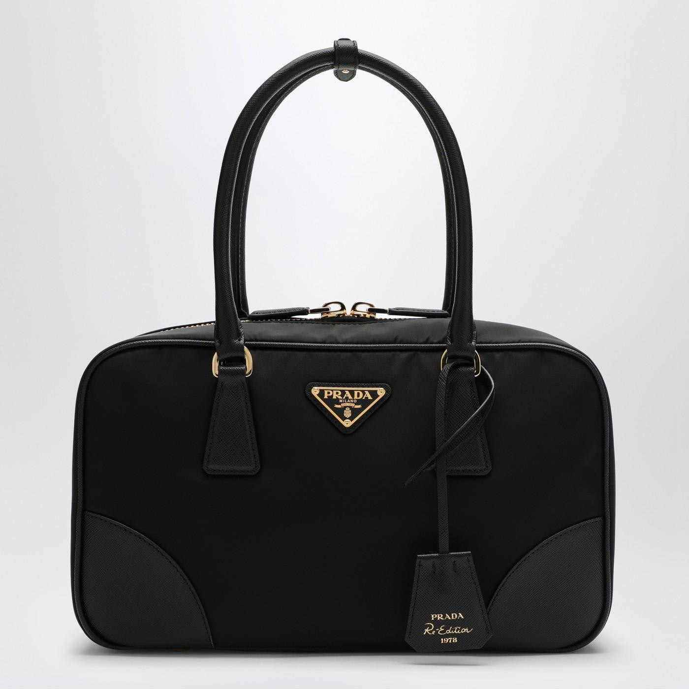 Prada Re-edition 1978 Re-nylon And Saffiano Medium Black Top Case | Italist.com US