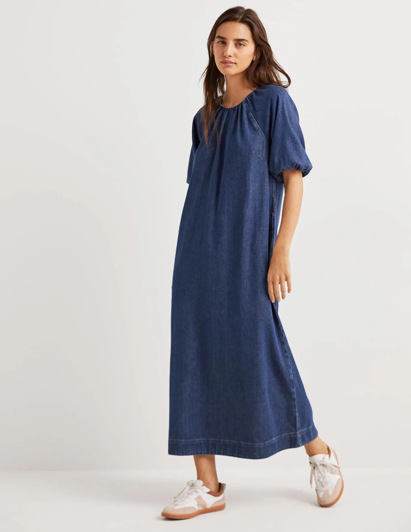 Puff Sleeve Column Midi Dress | Boden (UK & IE)