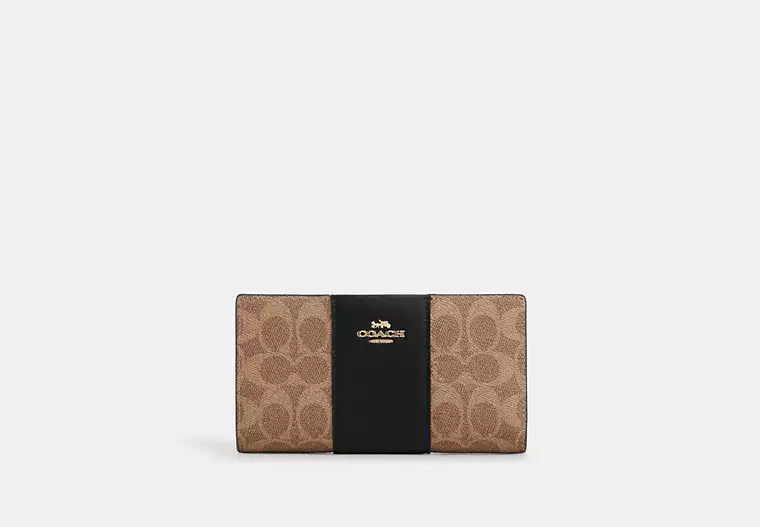 Slim Zip Wallet In Signature Canvas With Stripe | Coach Outlet US