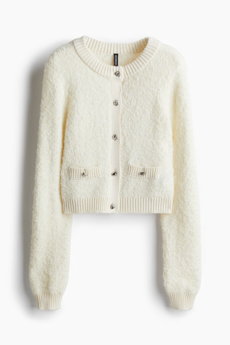 Cardigan in Boucléstrick - Cremefarben - Ladies | H&M DE | H&M (DE, AT, CH, NL, FI)