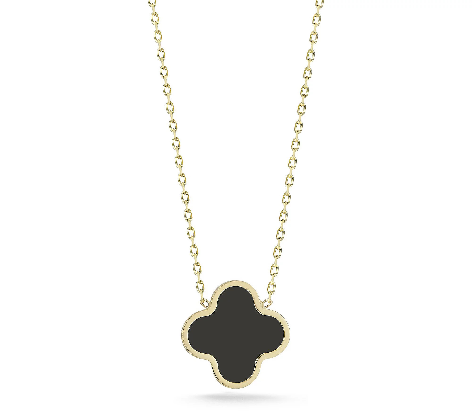 Italian Gold Flat Gemstone Clover Necklace, 14K | QVC