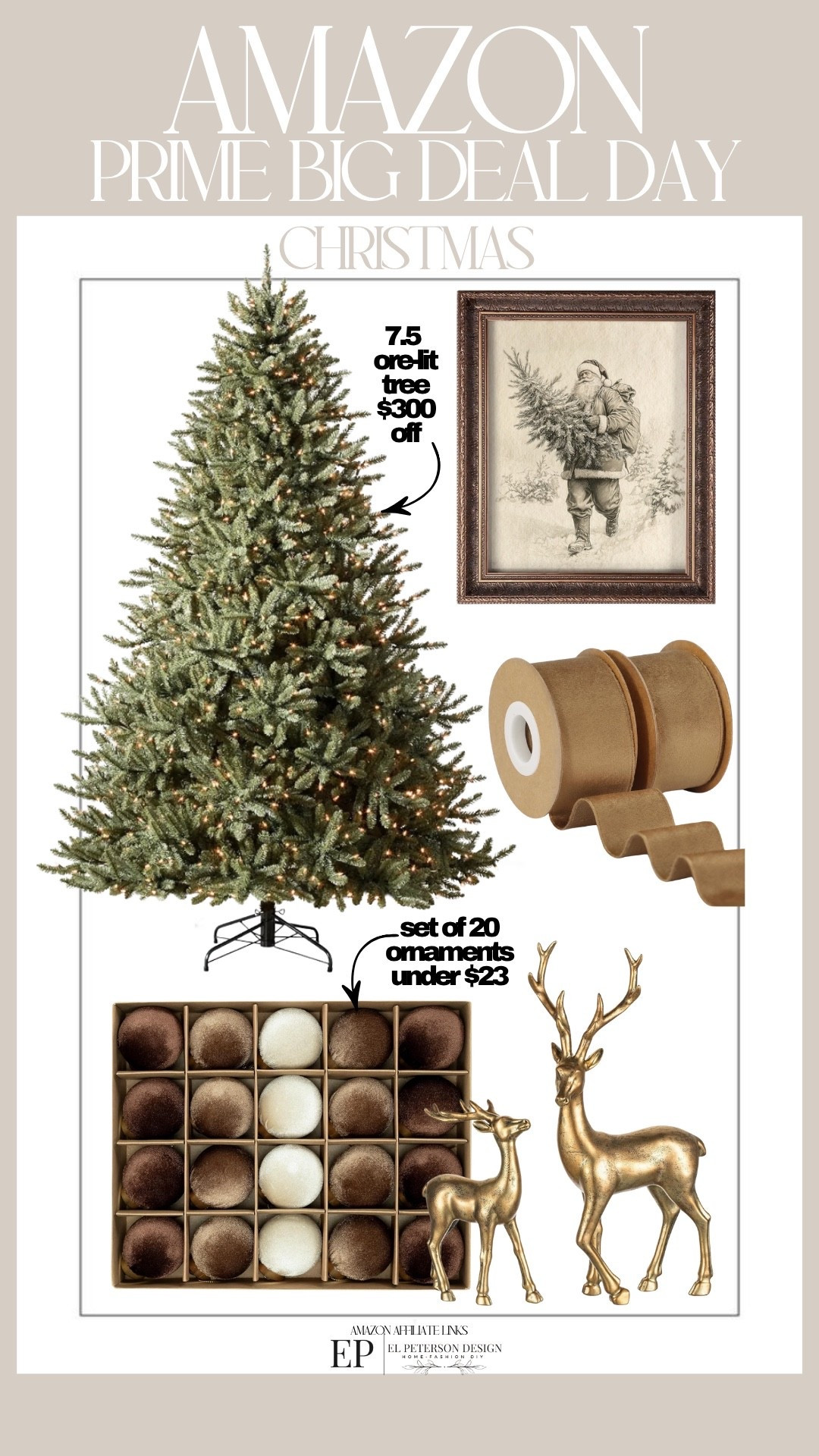 Amazon
Prime Big Deal Days
Christmas tree
Artwork
Deers
Ornaments
Ribbons