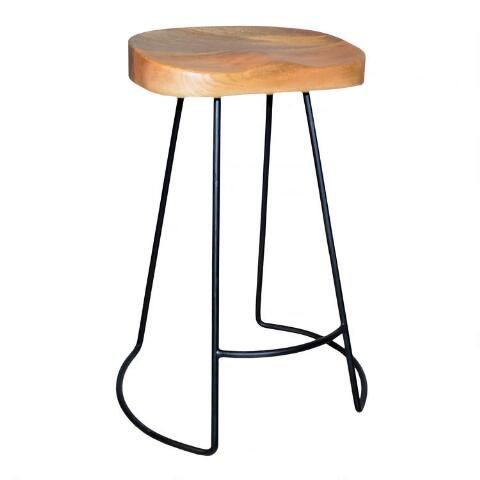 Wood and Metal Backless Porter Counter Stools Set of 2 | World Market