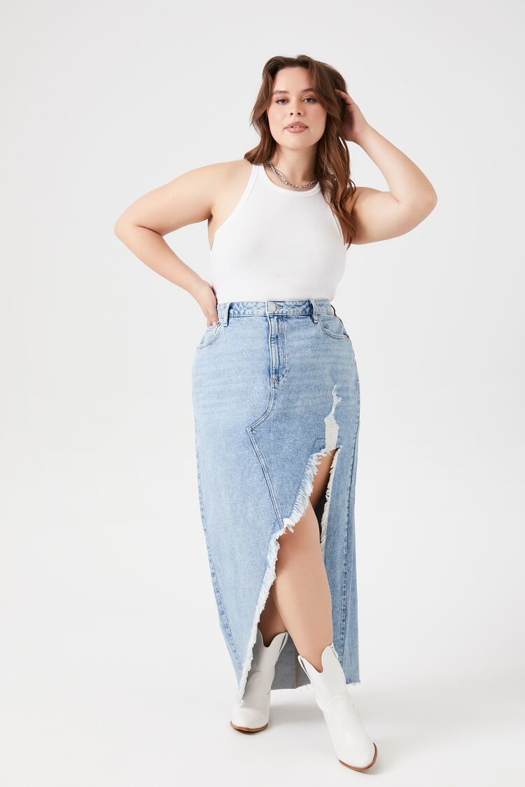 Plus Size Asymmetrical Denim Skirt | Forever 21 (US)
