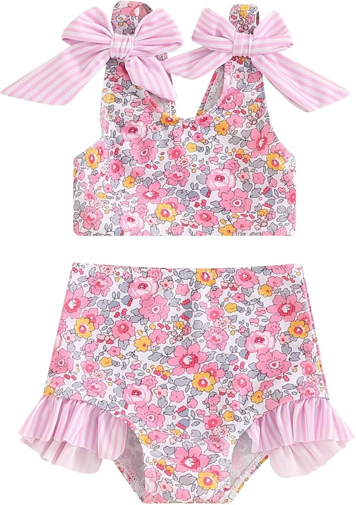 Yccutest Toddler Girl Bathing Suits Baby Bikini Swimsuit Girls Two Piece Bow Tank Top Shorts Swim... | Amazon (US)