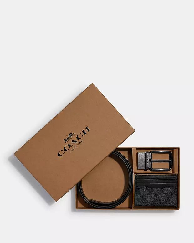 Boxed Card Case And Belt Gift Set In Colorblock Signature Canvas | Coach Outlet